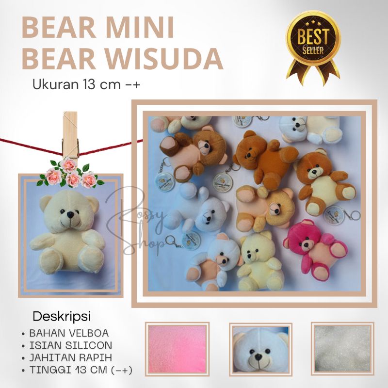 Boneka bear mini ukuran -+ 13 cm | Boneka bear wisuda | Boneka bear buket | Boneka bear mini