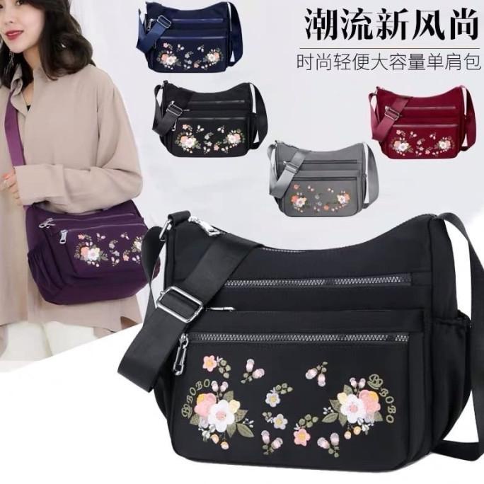 Tas Wanita Import Selempang Bobo Bb9505 9505 Bordir Bunga Parasut