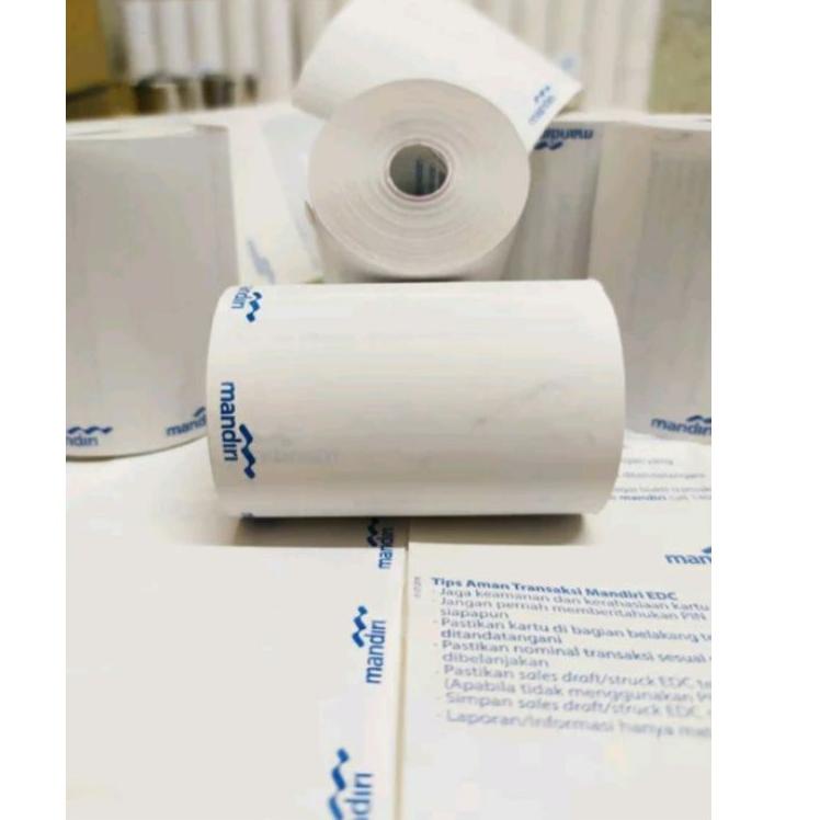 

100 Kertas Struk Thermal Paper Rol 58x40 57x40 logo bank mandiri coreles Termal EDC Thermal Printer
