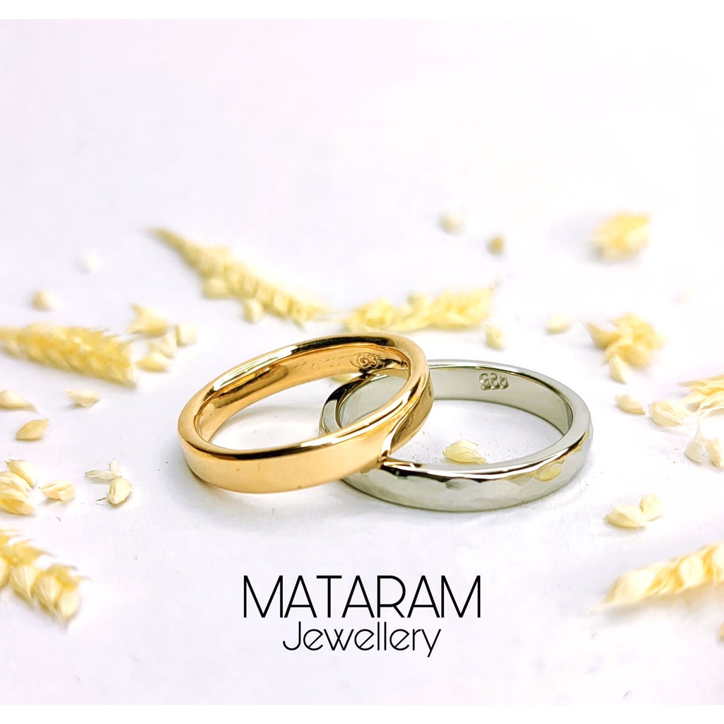 Cincin Kawin Palembang Couple Emas 9k Gold & Palladium 5% - Bebas Request Model Cincin Custom By Mat