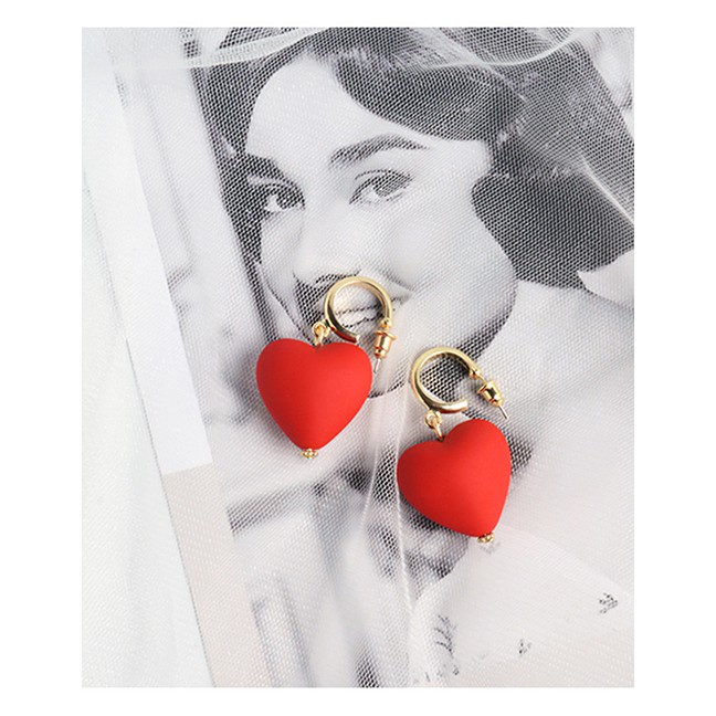 LRC Anting Tusuk Fashion Red Love Earrings D55211