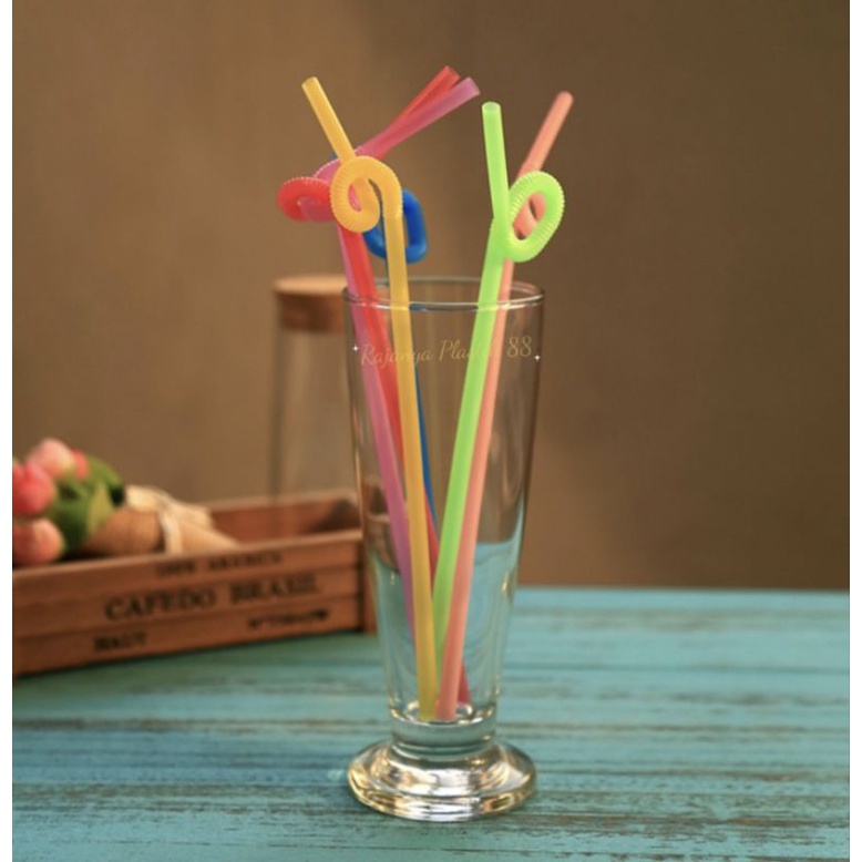 sedotan fun straw colour 6mm sedotan plastik unik ulir spiral bengkok