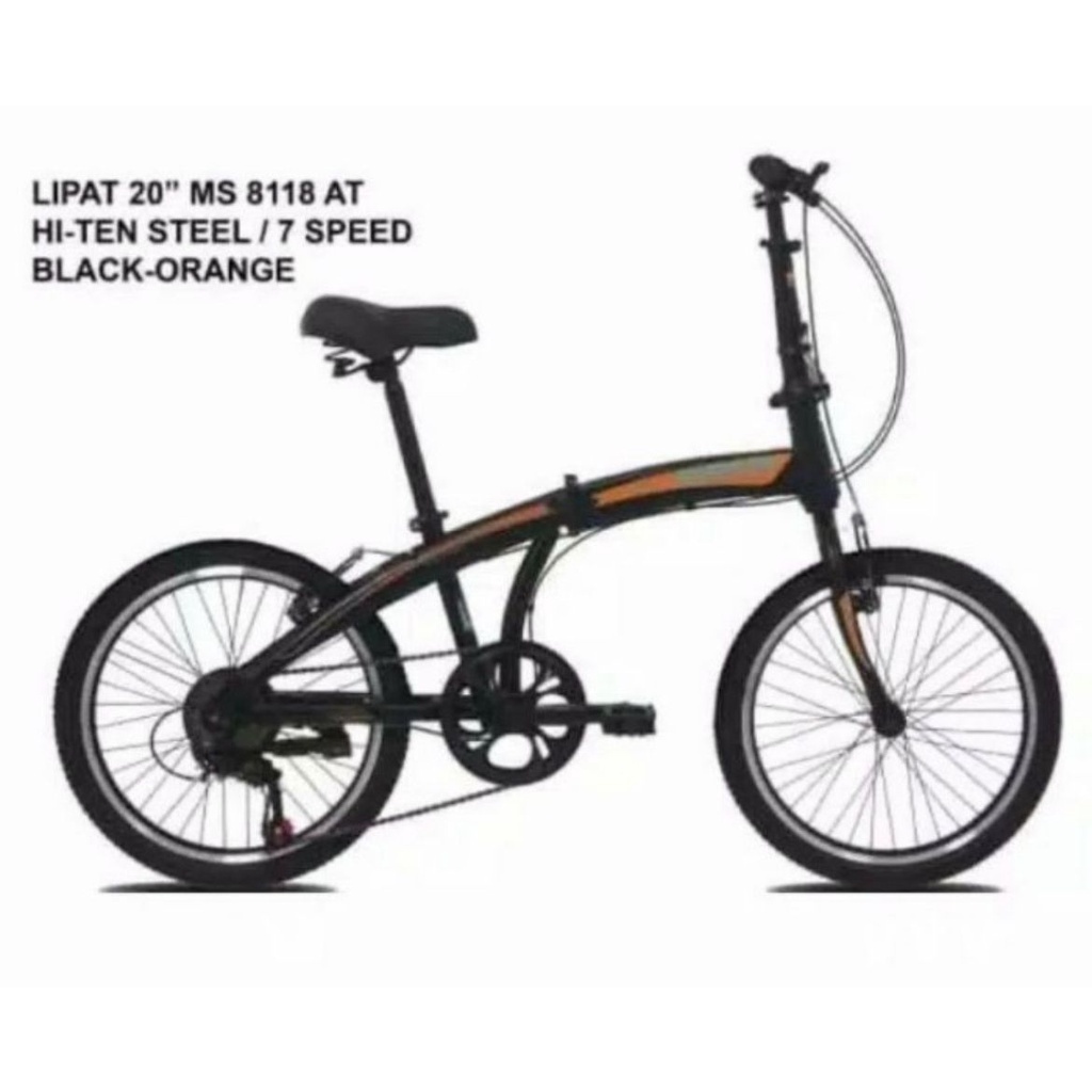 Sepeda Lipat 20 Inch Morison 8118 7 Speed Rims Alloy termurah murah Garansi SNI-Black Orange