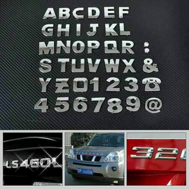 Emblem huruf dan angka variasi mobil
