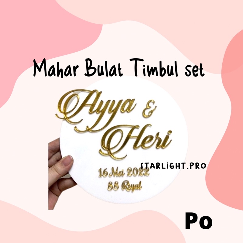 MAHAR AKRILIK PUTIH NAMA TIMBUL CUSTOM