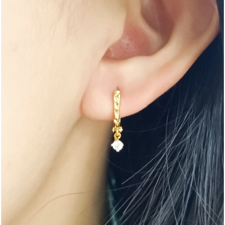Anting cetek klip jepit emas asli kadar 875 anting baris swarovski NEW ARRIVAL