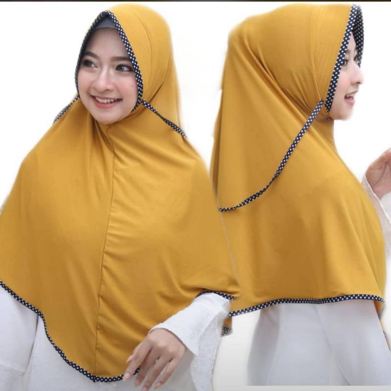 Khimar Jersey / Kerudung tali Pulkadot
