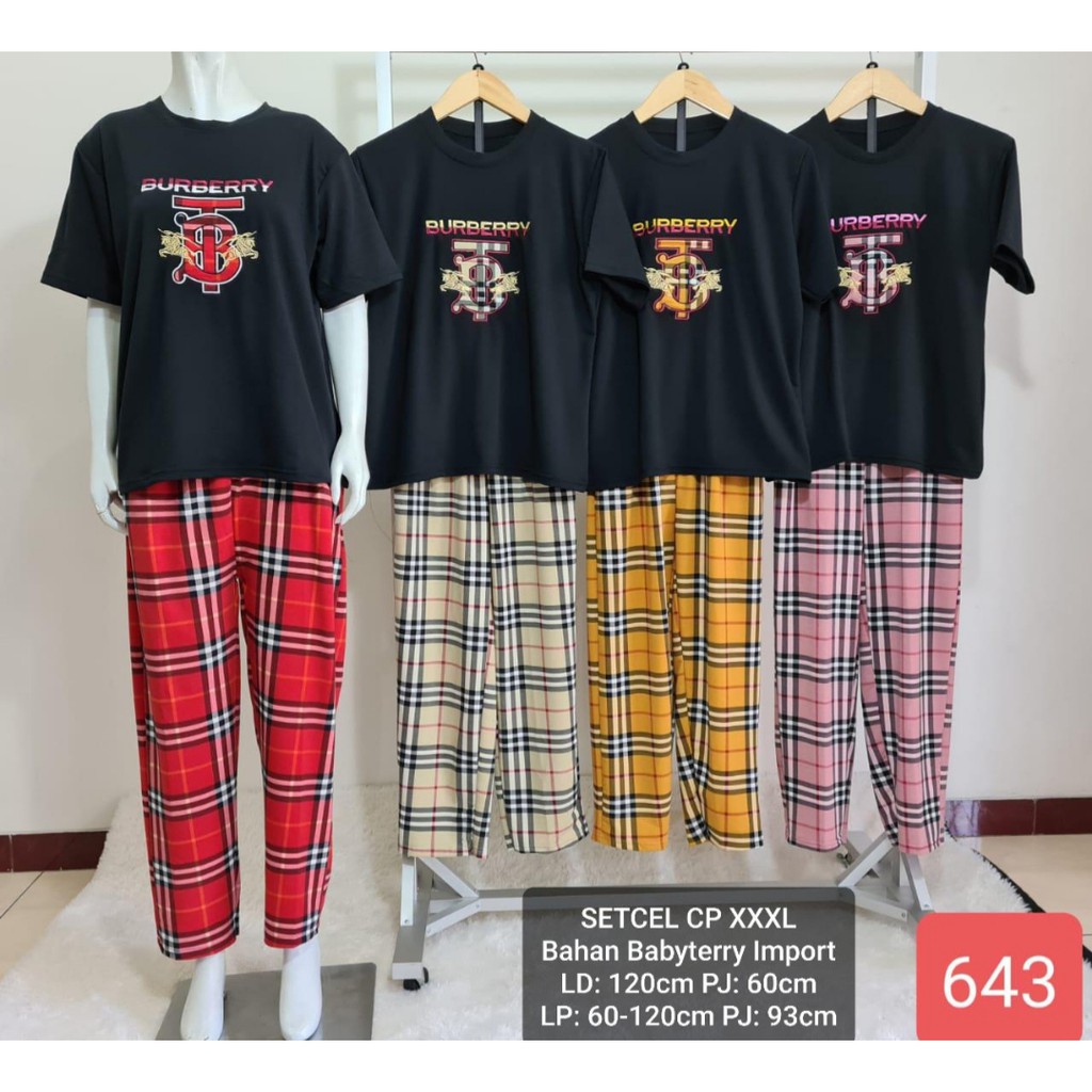 Setcel CP Golden Bee Jumbo Babyterry Halus LD 120 Motif Bur*berry 643