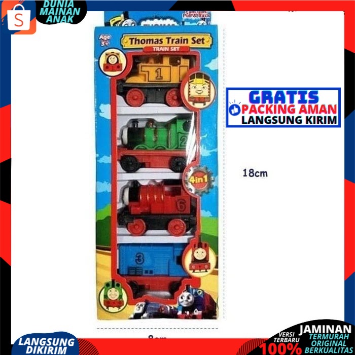 Mainan Anak Isi 4 PCS  Set Mobilan Kereta Api THM NEW VERSI PullBack / Train Play Set NEW