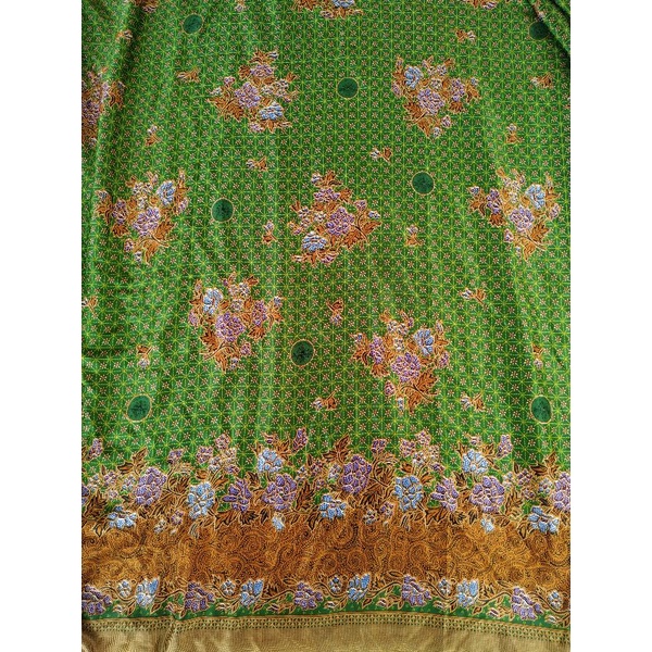 KAIN BATIK MUSLIMAT SEMI SUTRA WARNA HIJAU GELAP BAHAN SERAGAM MUSLIMAT NU WANITA TERMURAH DAN TERLA