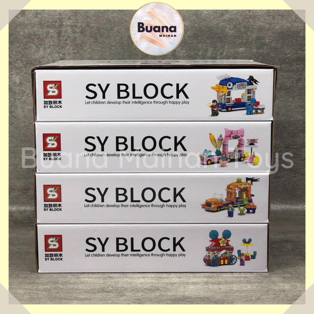 BRICK SY STREET VENDOR SHOP MAINAN EDUKASI ANAK COWO CEWE BRICKS MINIATUR FOOD STALL BLOCK BALOK 5122
