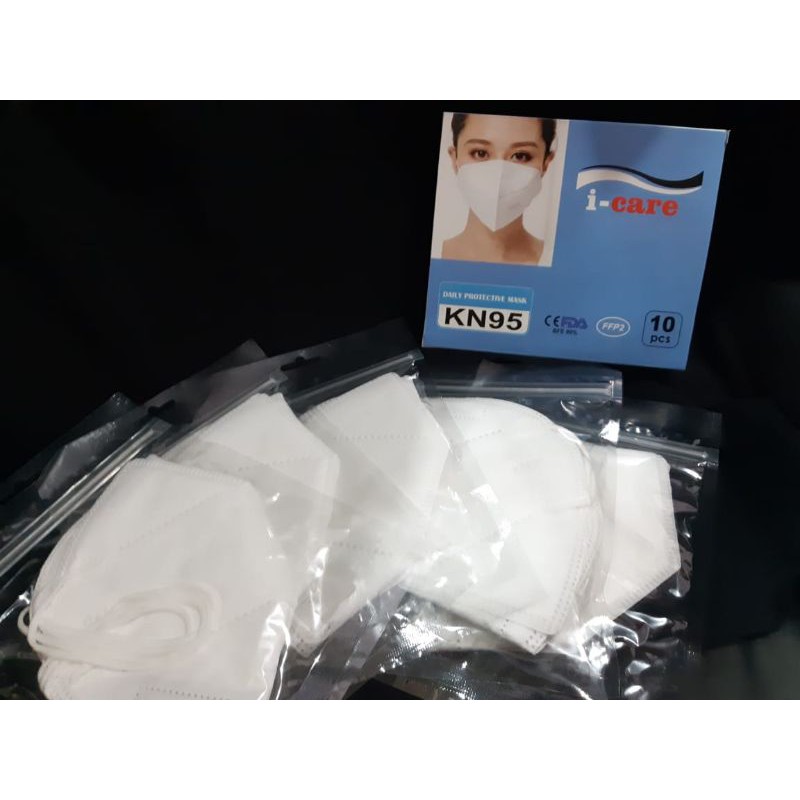 

isi 10lembar per box KN95 PUTIH Merk ICare Dan OneCare kawat dalam