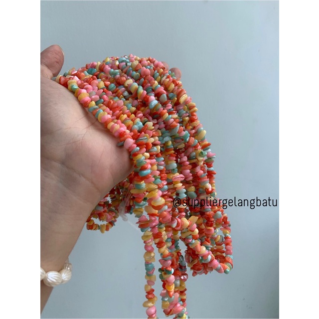 kerikil kerang SOFT MULTICOLOUR MIX WARNA 1cm bahan gelang kalung lucu