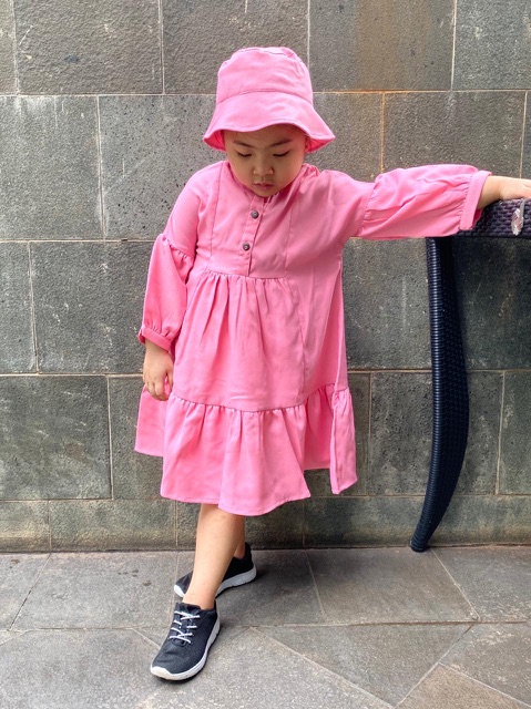 Blus Anak Perempuan Model Tunik Dengan Topi New Normal Casual