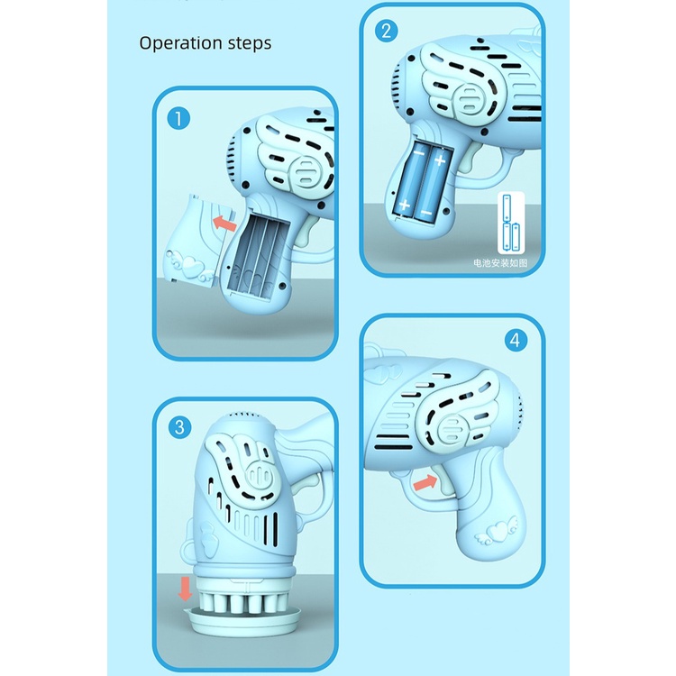 [tma]23 Lubang Angel Automatic Bubble Gun / Mainan Pistol Bubble Otomatis / Mainan Tembak Busa Gelembung / Angel Bubble Gun