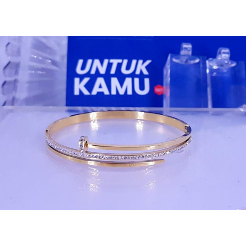 Gelang titanium berlapis emas24k GT24