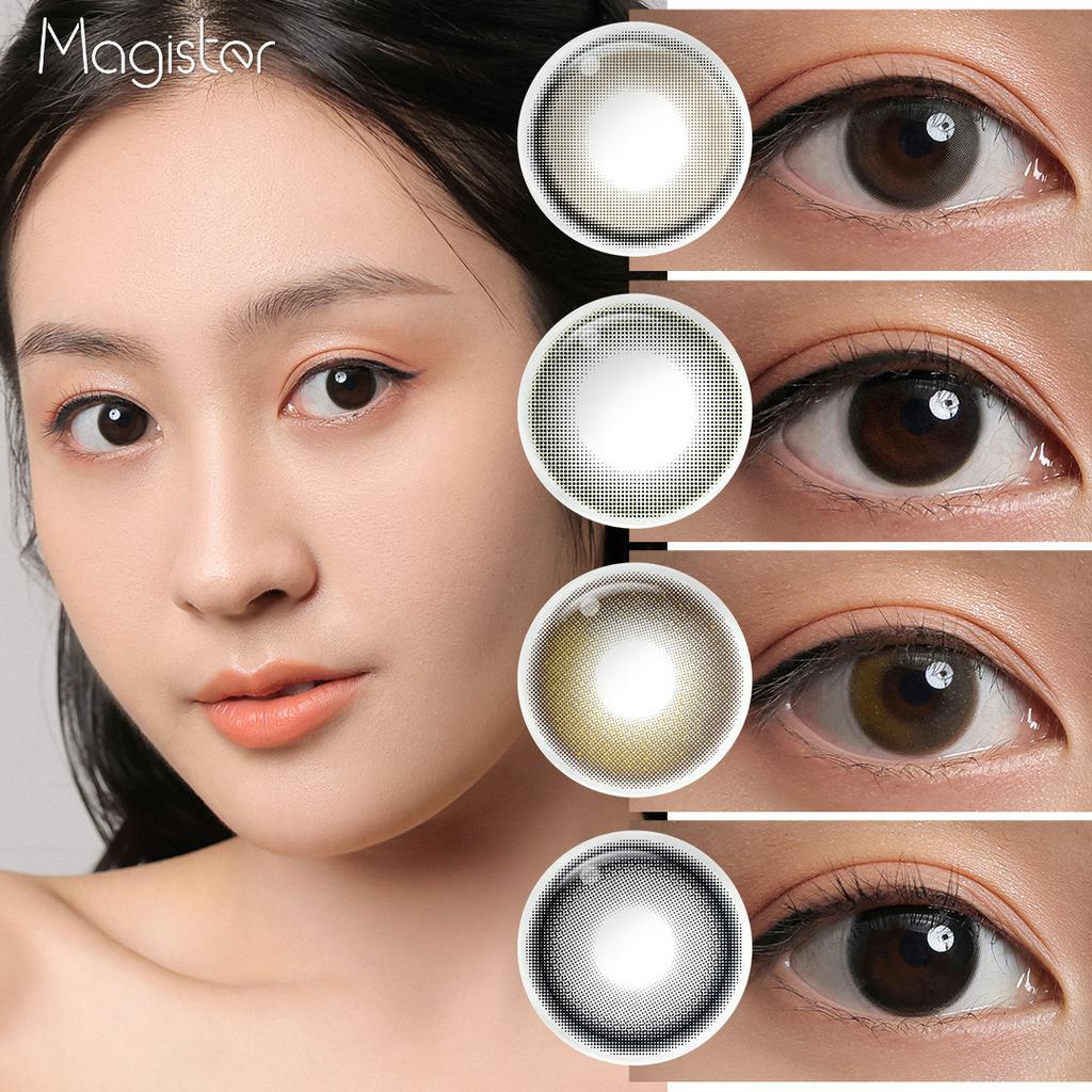 （BARU）Magister 1 Pasang Softlens 14 mm Lensa Mata Kadar Air 38% Softlens Grey Softlens Hitam Softlens Brown