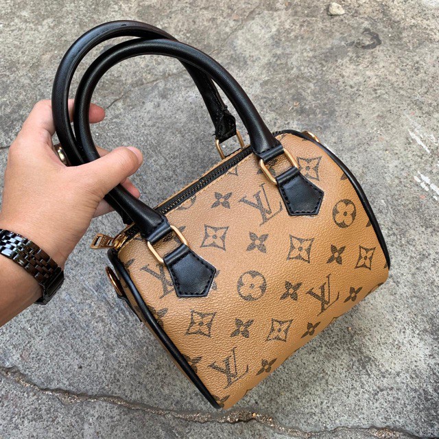 TAS PUNGGUNG WANITA CANTIK BERKILAU 0/ LV SPEEDY MINI uk.16x14