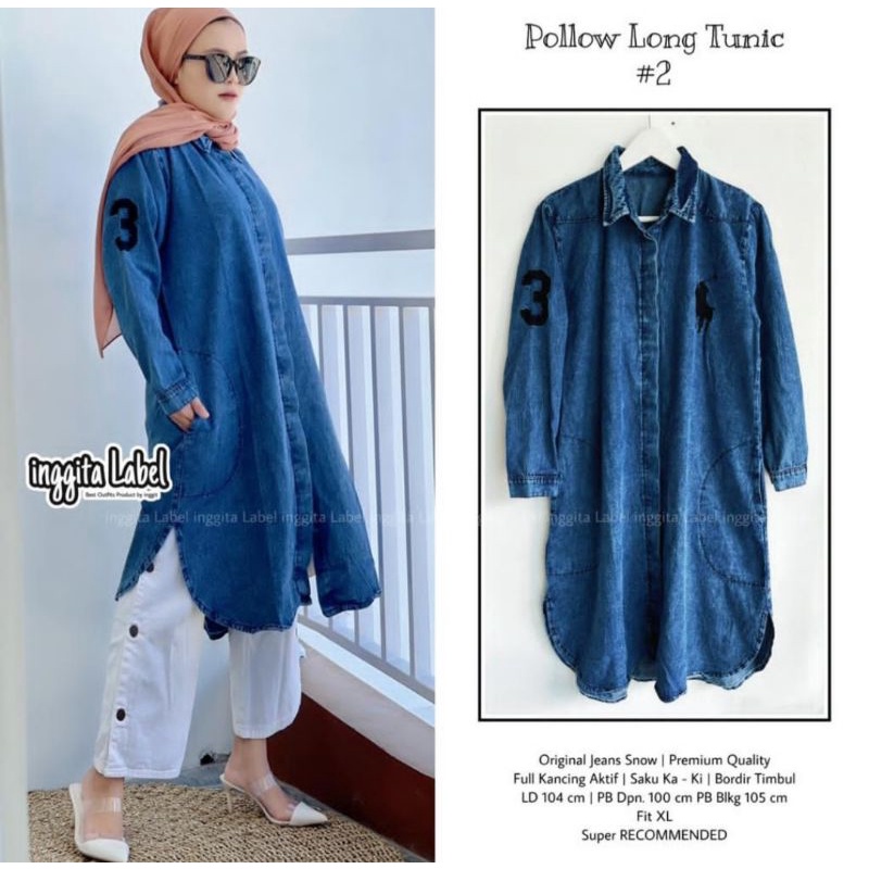 ATASAN  WANITA JEANS MODERN 2021 BAJU PEREMPUAN KEKINIAN TUNIK  DEWASA   TERMURAH TERBARU LENGAN PAN