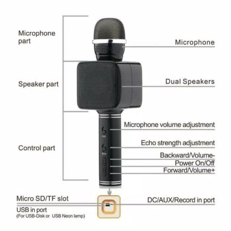 Mic karaoke YS-68 Bluetooth wireless portable