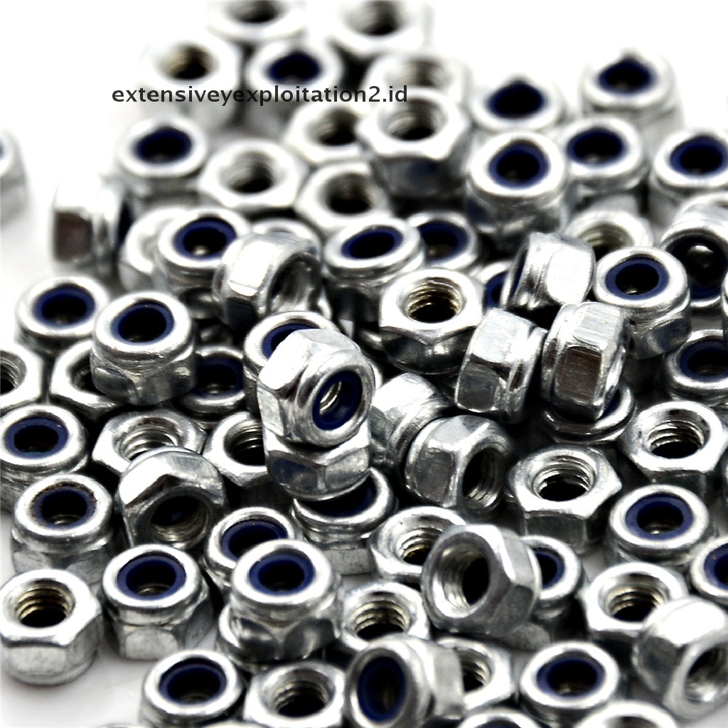 100pcs Kunci Nylock M3X0.5Mm Bahan Nylon Stainless Steel Self-Locking