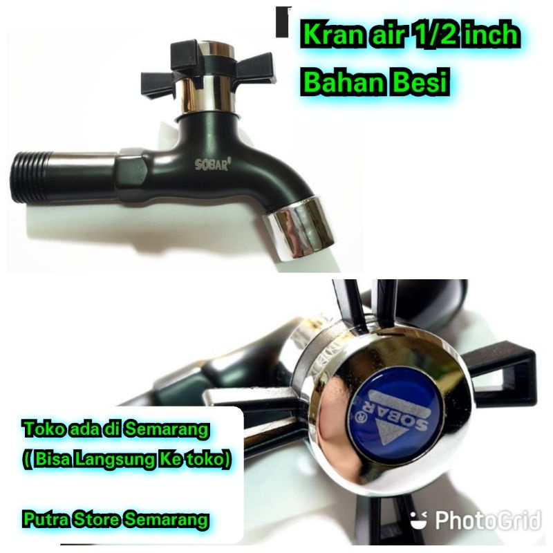 Kran air besi Kran tembok Besi hitam Sobar 1/2" Setengah inch