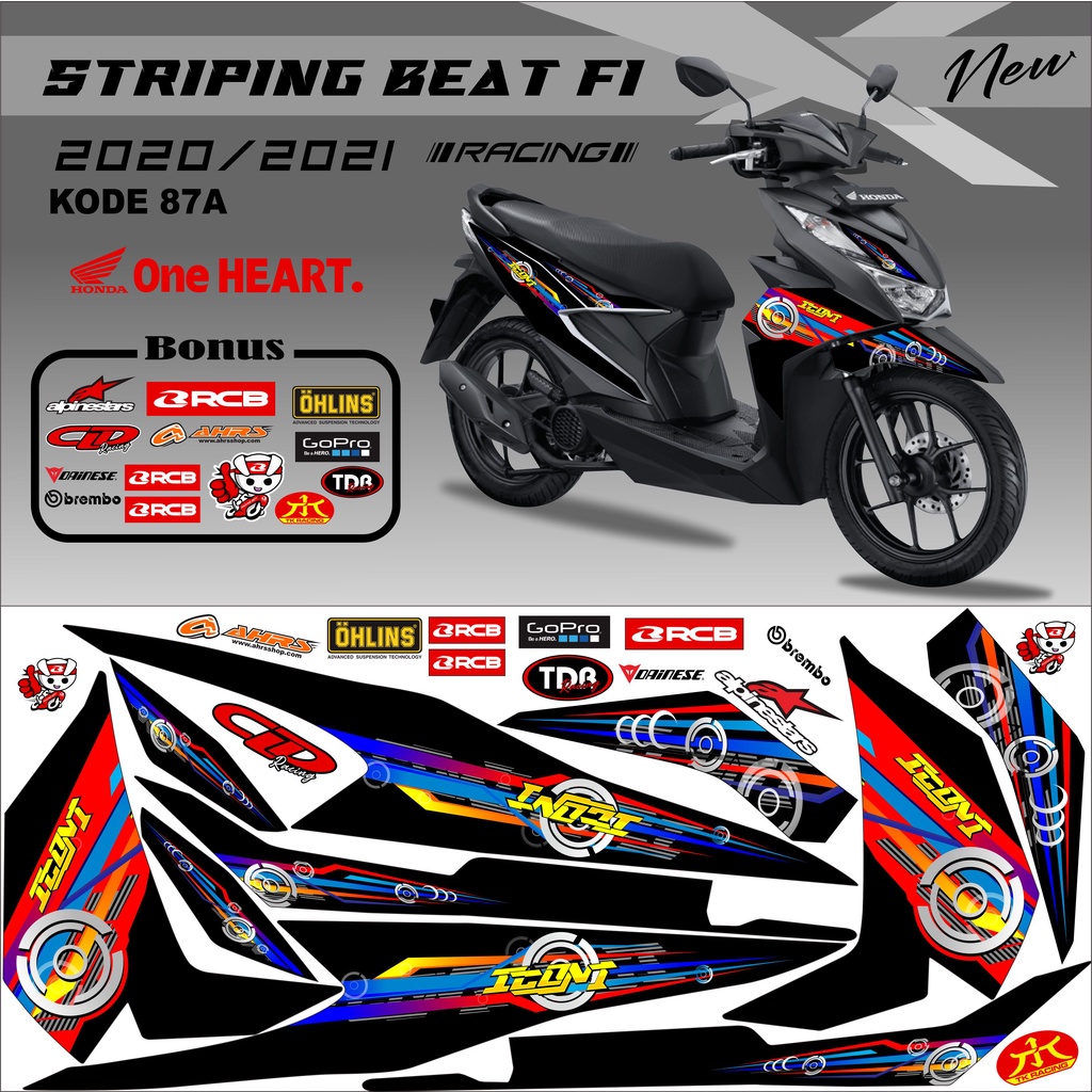 Striping Beat 2021 Variasi Stiker Motor Beat Kode 87