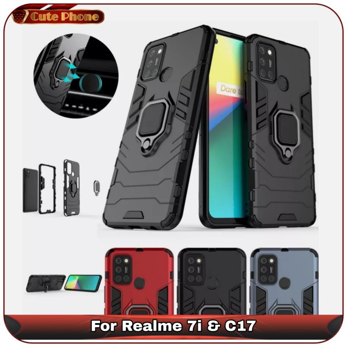 Casing Hard Soft Case Realme 7i C17 C 17 Ironman Armor i Ring iRing