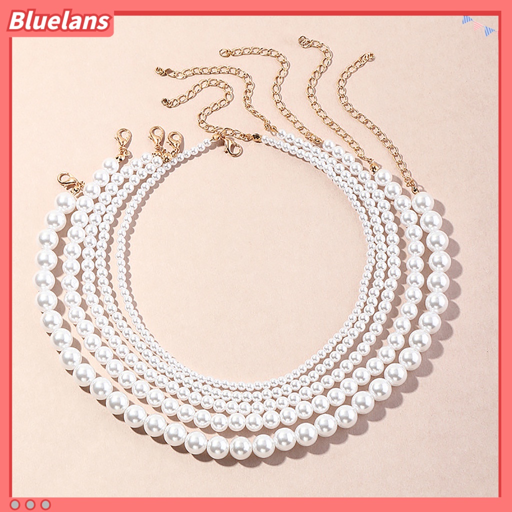 Bluelans 1/5 Pcs Necklace Elegant Fine Workmanship Jewelry Faux Round Pearl Chocker Use