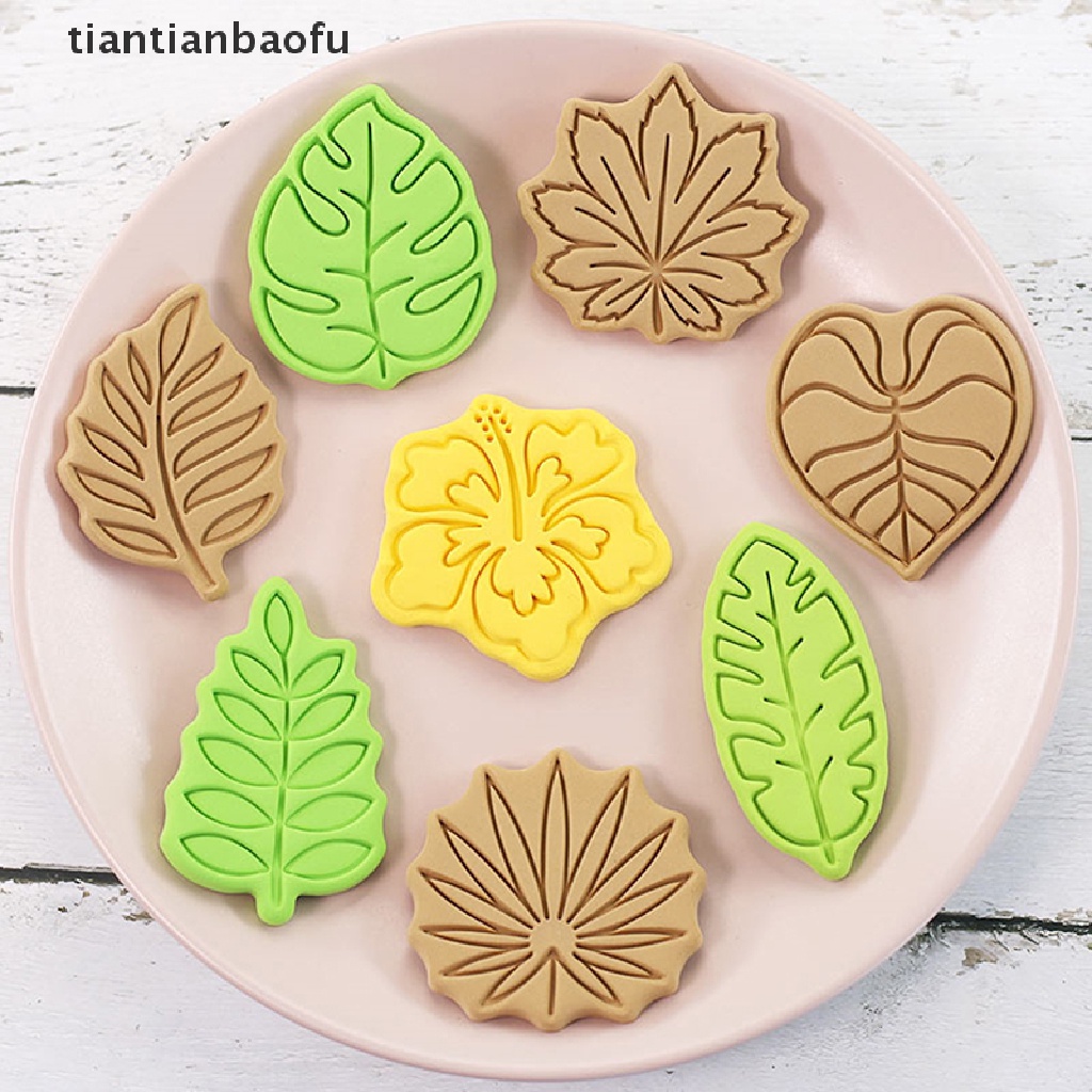 8pcs Cetakan Pemotong Kue / Biskuit / Fondant Bentuk Daun