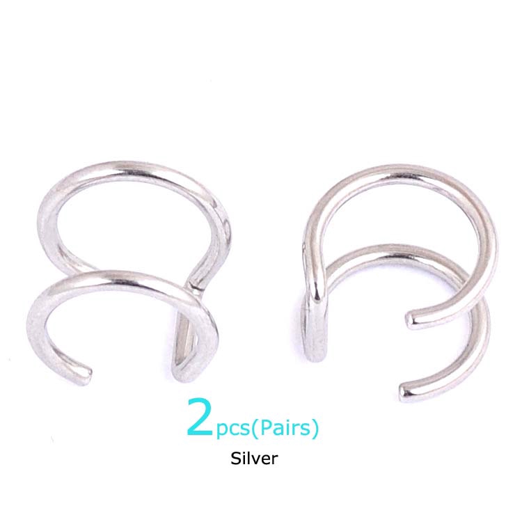 2pcs Punk Rock Ear Clip Cuff Wrap Earrings No piercing-Clip Hollow Out U Pattern