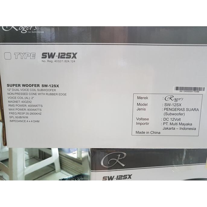 SUBWOOFER ROGER 12 INCH SW 12 SX DOUBLE COIL