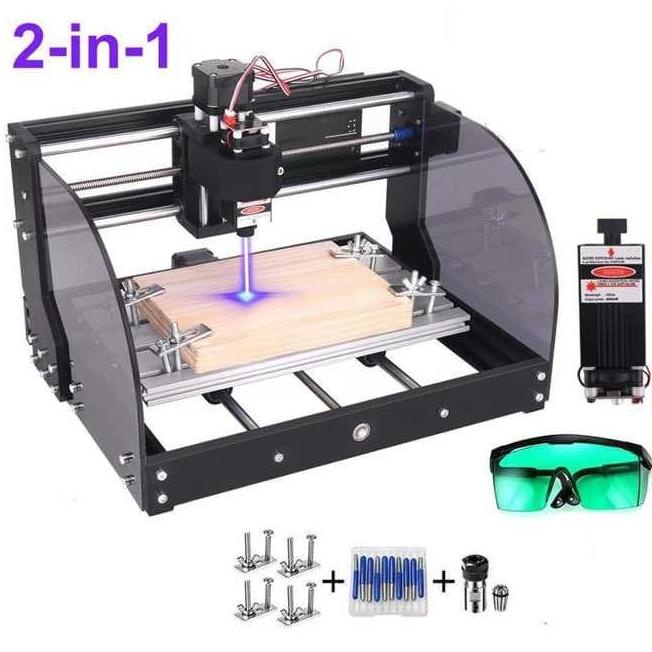 mesin cnc router 3018 pro max 2 in 1 er11 spindle dan Laser 1000mW
