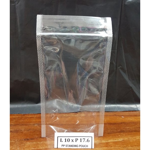 PP Standing Pouch Uk. 10x17/ Plastik Klip / Standing Pouch Bening