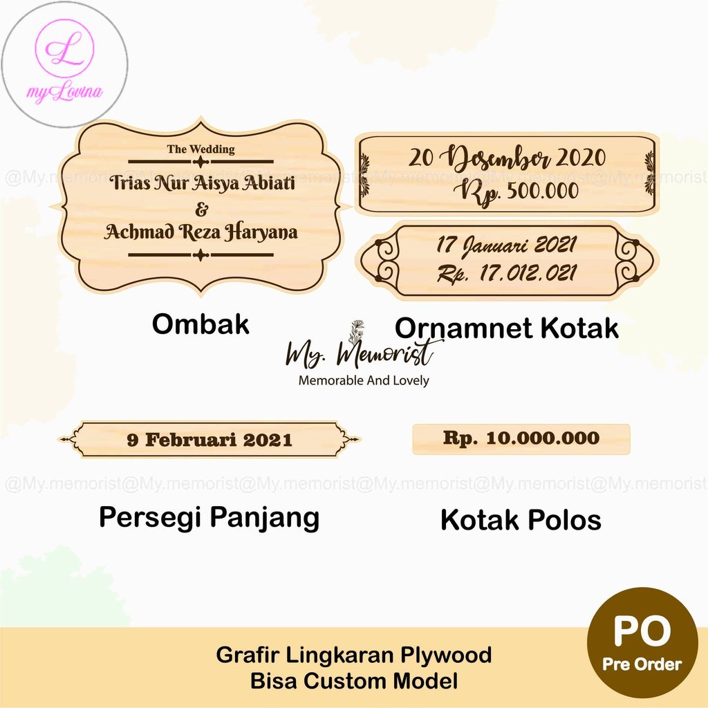 

Grafir Nama tanggal Mahar Plywood