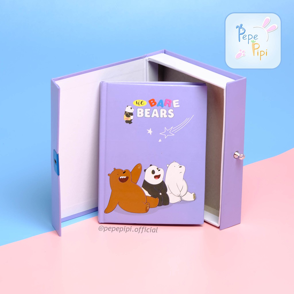 Buku Diary WBB We Bare Bear Note Book Dengan Kunci Gembok Tebal