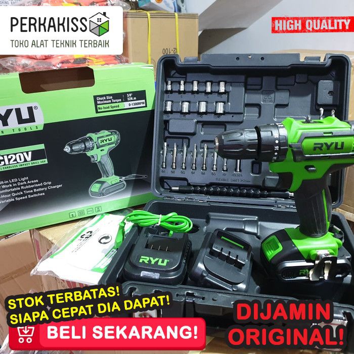 Cordless Impact Drill Ryu Rci20V Rci 20V Mesin Bor Batre Baterai Ryu K441