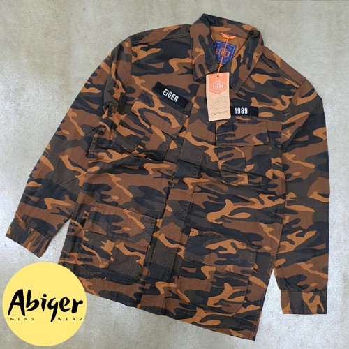 Kemeja Pria Eiiger Camo Utility 89 Parka Jacket Brown Camo