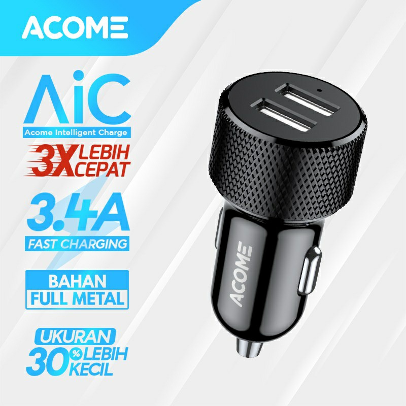 Car Charger Colokan Mobil Acome ACC03 Car Charger 3.4A 17W Fast Charging