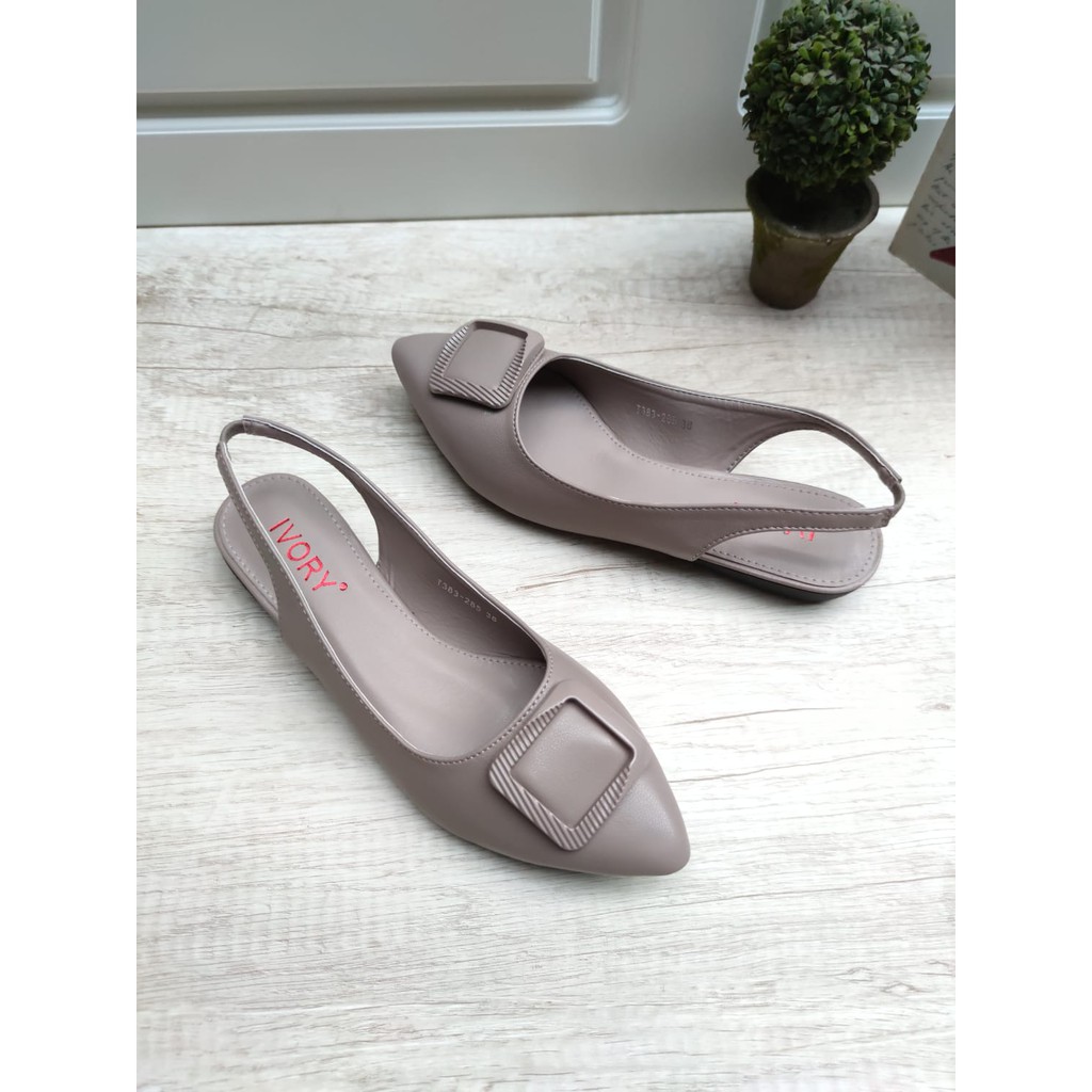 IVORY Sepatu Flat Wanita Tali Belakang Fashion T383-285