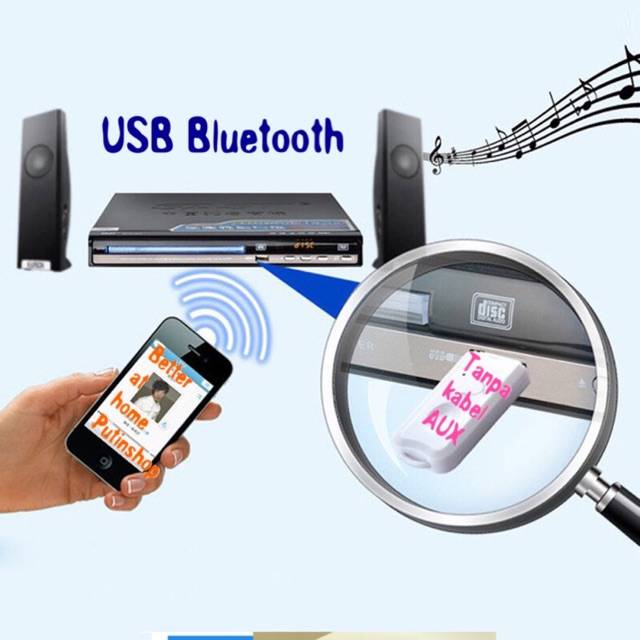 (TWS) Dongle USB Bluetooth receiver Audio Music Tanpa Kabel AUX