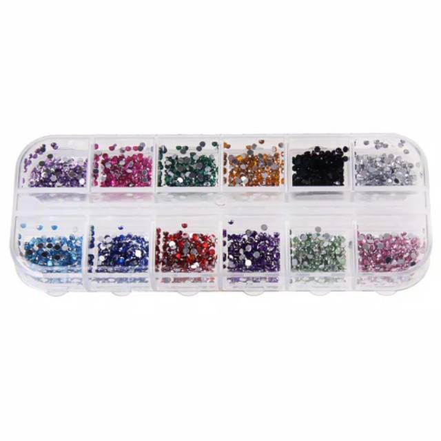 Rhinestone set 12 warna / dekorasi nail art