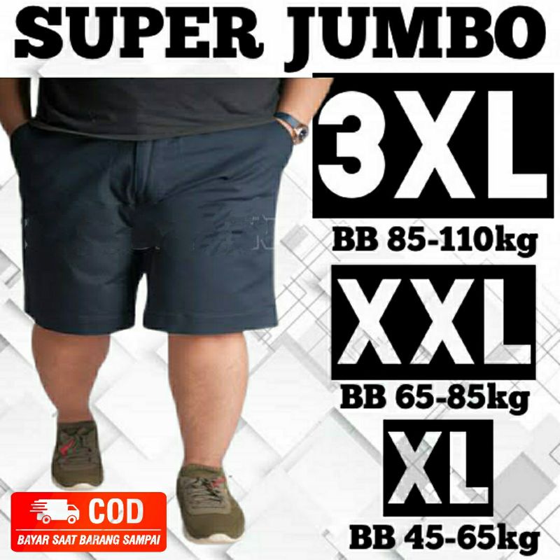 Celana Pendek Jumbo Laki Laki Chinos Pria Big Size Jumbo Celana Cowok Distro Cowo BB 100kg Tebal