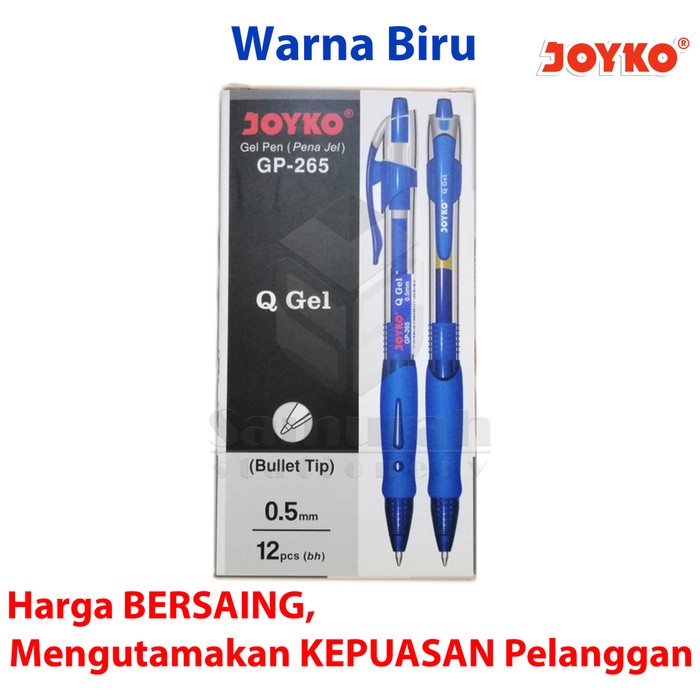 

Gel Pen Joyko Q Gel GP 265 / GelPen QGel GP-265 0.5 mm Pulpen JK Cetek - Biru