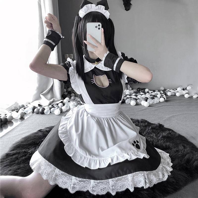 【Wetrose】Ready Stock Cosplay Cute Cat Girl Sexy Neko Kawaii Maid Outfit Japanese Lolita Uniform Dress Pembantu Set