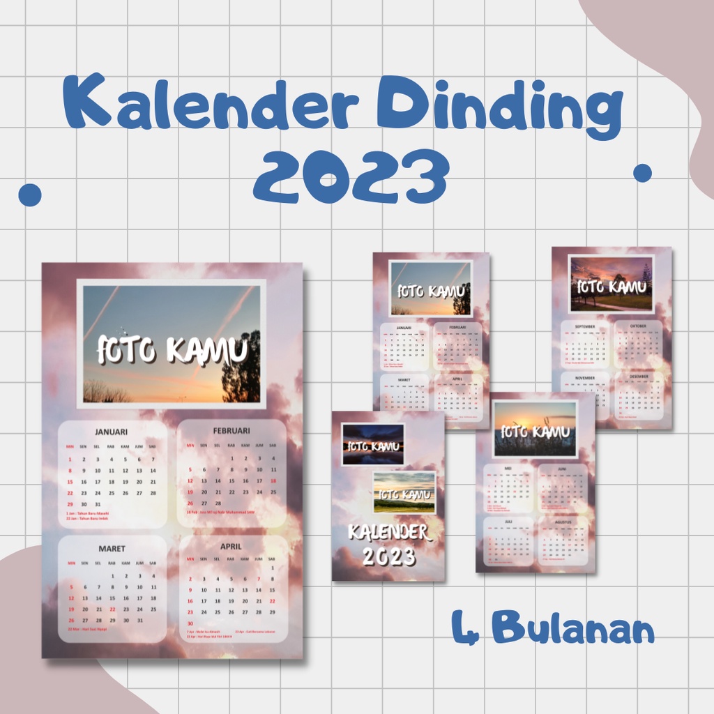 

[4 Bulanan] Kalender 2023 Kalender Dinding 2023 Spiral Kalender Klem Custom Aesthetic KPOP Anime