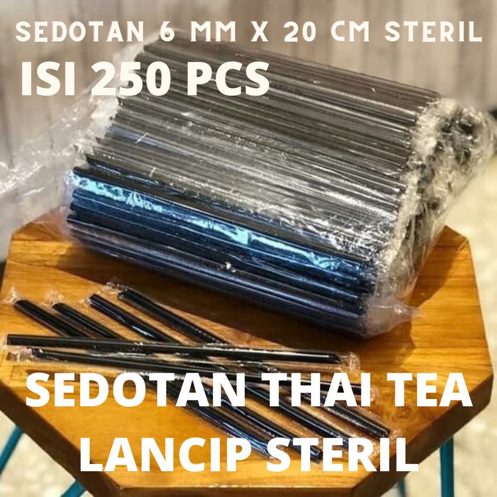 ISI 250 Pcs SEDOTAN STERIL 6 mm x 20 cm | SEDOTAN LANCIP| SEDOTAN RUNCING | SEDOTAN JUS | SEDOTAN THAI TEA | SEDOTAN STERIL KECIL | SEDOTAN CAPCIN