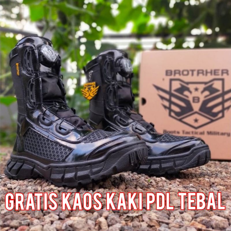 SEPATU PDL TALI PUTAR BROTRHER KILAP KULIT SAPI ASLI SEPATU PDL DINAS LAPANGAN TNI POLRI SECURITY