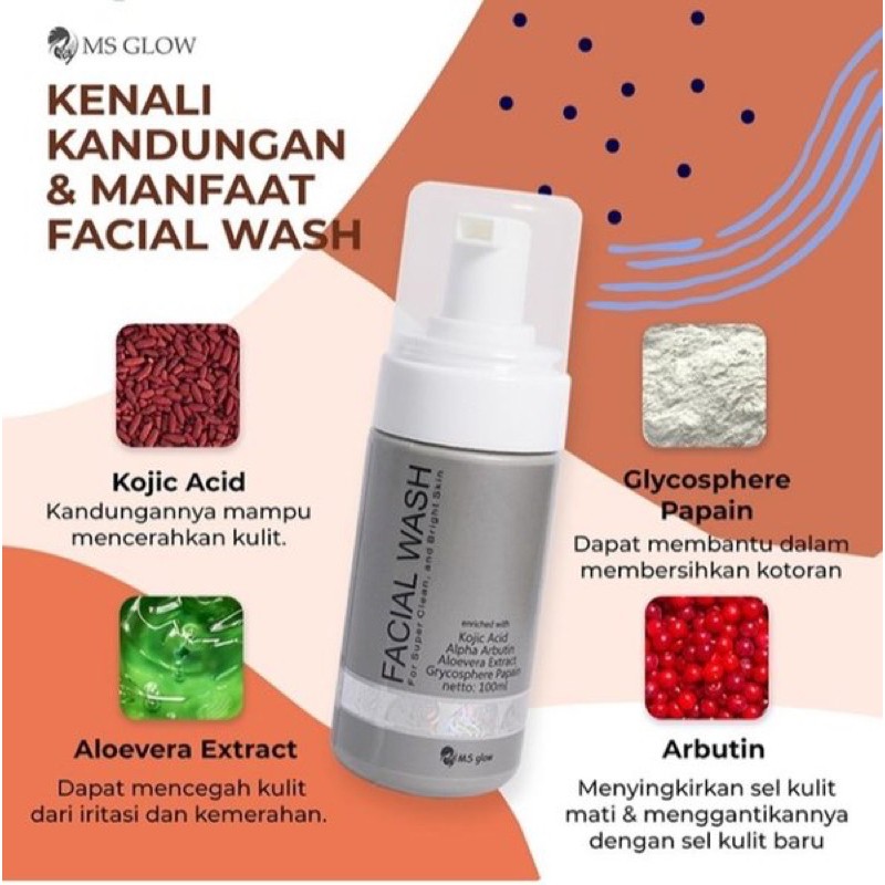 MS GLOW facial wash / Facial Wash Sabun Muka Whitening / Acne / Flek MS glow Dijamin 100% Asli