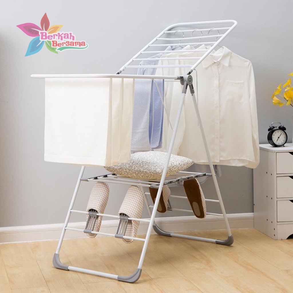 RT92 jemuran hanger gantungan baju sepatu pakaian stand lipat BB6385